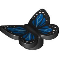 Lego Insect, Butterfly with Dark Blue Wings, White Spots print / Black