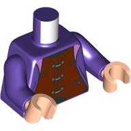 Lego Torso, Jacket, Reddish brown Tunic, Clasps print, Dark Purple Arms, Light Nougat Hands / Dark Purple