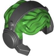 Lego Hair with Headset Black / Bright Green