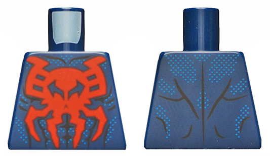 Lego Torso Spider-Man Costume Large Red Spider and Black Muscles Outline Pattern / Dark Blue