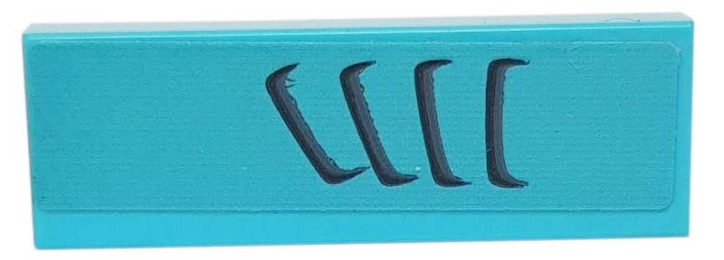 Lego Tile 1 x 3 with Black and Dark Bluish Gray Air Vents on Medium Azure Background Pattern Model Left Side (Sticker) - Set 76898