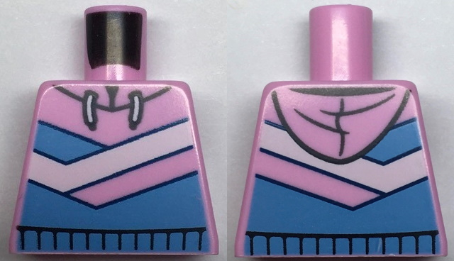 Lego Torso Hoodie with Medium Blue and White Diagonal Stripes Pattern / Bright Pink