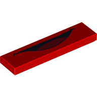 Lego Tile 1 x 4 with Open Mouth with Tongue Print (Mack) / Red