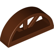Lego Window 1 x 4 x 1 2/3 with Spoked Rounded Top / Reddish Brown