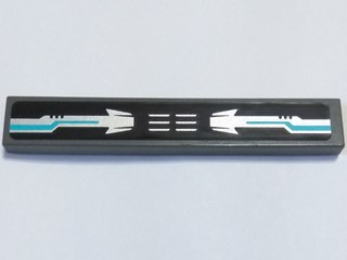 Lego Tile 1 x 6 with Silver and Medium Azure Circuitry and Vents Pattern (Sticker) - Set 70165 / Dark Bluish Gray
