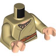 Lego Torso Robe, Dark Tan Necklace, Dark Orange Belt print, Tan Arms, Light Nougat Hands / Tan