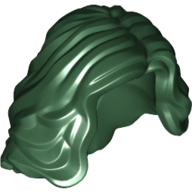 Lego Hair Mid-length with Side Part, Wavy / Dark Green