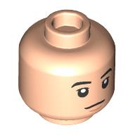 Lego Minifig Head Suga, Black Eyebrows, Grumpy/Neutral Print / Light Nougat