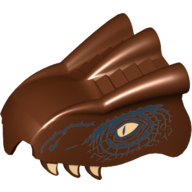 Lego Creature Body Part, Dragon Head Upper Jaw with Three Ridges (Hungarian Horntail) / Reddish Brown