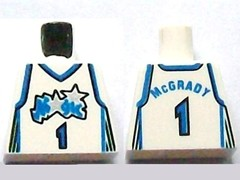 Lego Torso NBA Orlando Magic #1 (White Jersey) Pattern / White