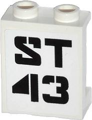 Lego Panel 1 x 2 x 2 with Side Supports - Hollow Studs with Black 'ST 43' Pattern (Sticker) - Set 70808