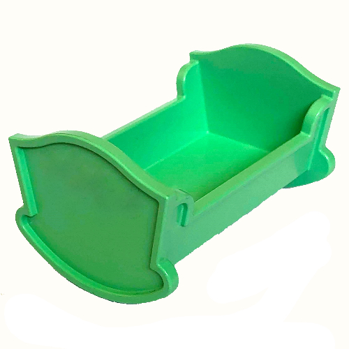 Lego Belville / Duplo, Baby Crib / Cradle / Medium Green