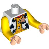 Lego Torso with Long Arms, Vest with Sheriff Star over Yellow Shirt Print, Yellow Arms, Light Nougat Hands / White
