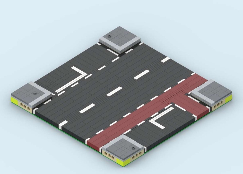 Lego MILS Road Intersection 20 Studs Wide with Bike Path and a way in
