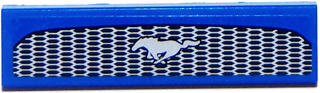 Lego Tile 1 x 4 with Front Grille Honeycomb and Ford Mustang Logo Pattern (Sticker) - Set 75871 / Blue