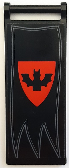 Lego Flag 7 x 3 with Bar Handle with Banner and Bat on Red Triangular Shield Pattern (Sticker) - Set 910049