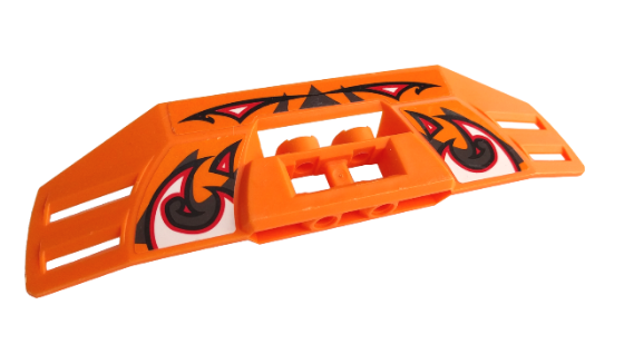 Lego Technic, Panel RC Car Spoiler with Black, Red and White Flames Pattern (Stickers) - Set 8676 / Orange
