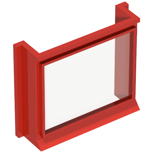 Lego Window 1 x 4 x 3 with Glass for Slotted Bricks / Red