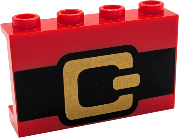 Lego Panel 1 x 4 x 2 with Side Supports - Hollow Studs with Black Belt with Gold Buckle Pattern