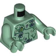 Lego Torso Bare Chest with Marine Growth Print, Sand Green Arms and Hands / Sand Green