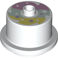 Lego Duplo Food 2 x 2 Round Cake with Stud on Top, Rainbow Print / White