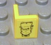 Lego Panel 1 x 1 x 1 Corner with Frankenstein Monster Head Pattern Model Left Side (Sticker) - Set 8670