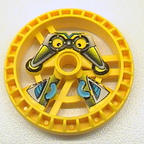 Lego Technic Disc 5 x 5 Notched, Scout Print / Yellow