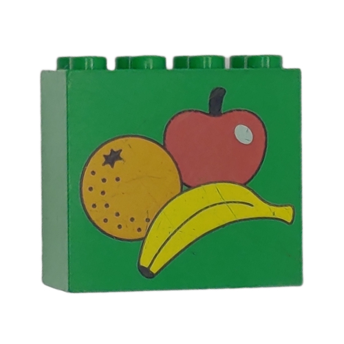 Lego Brick 2 x 4 x 3 with Apple, Banana and Orange Print