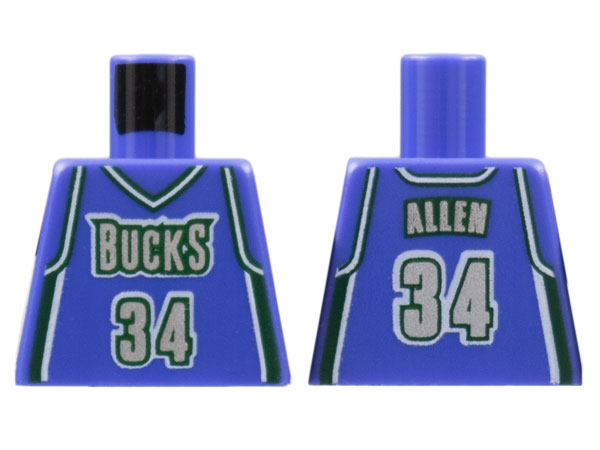 Lego Torso NBA Milwaukee Bucks #34 Allen Pattern