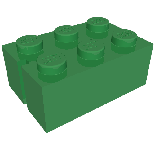 Lego Brick 2 x 3 with 2 Slots on Short Sides / Green