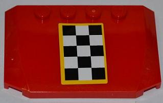 Lego Wedge 4 x 6 x 2/3 Triple Curved with Checkered Flag with Yellow Outline Pattern (Sticker) - Set 4643