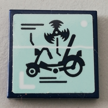 Lego Tile 2 x 2 with Bike and Fan Pattern (Sticker) - Set 75551 / Dark Blue