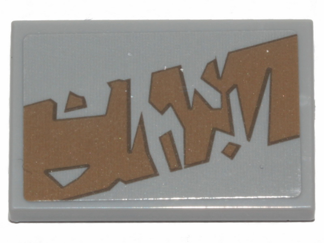 Lego Tile 2 x 3 with Dark Tan Tattered Stripe Pattern Model Right Side (Sticker) - Set 75292 / Light Bluish Gray