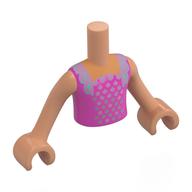 Lego Minidoll Torso Boy with Dark Pink Dress, Metal Pink/Metal Blue Dots Print, Nougat Arms and Hands / Nougat