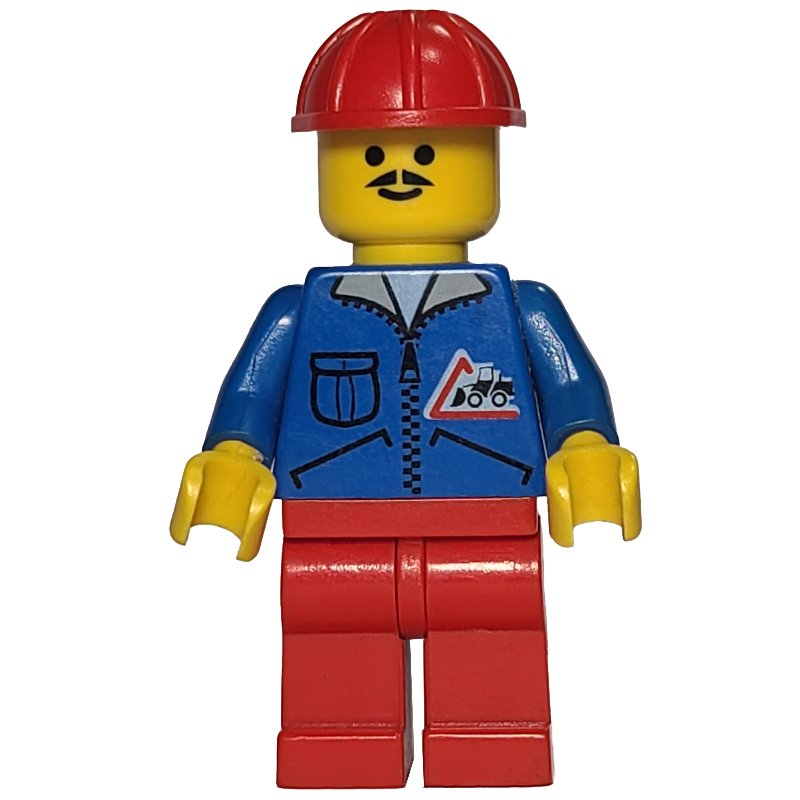 Lego Blue Torso, Red Legs, Red Safety Helmet