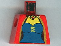 Lego Torso Castle Knights Kingdom Blue Corset and Necklace Pattern (Maiden) / Red