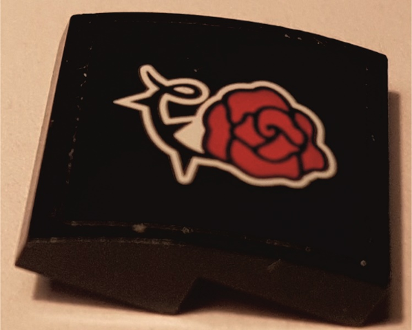 Lego Slope, Curved 2 x 2 x 2/3 with Red Rose Pattern (Sticker) - Set 41352