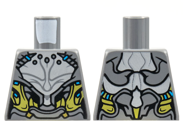 Lego Torso Armor, Light Bluish Gray Chest, Yellow and Medium Azure Trim Pattern / Dark Bluish Gray