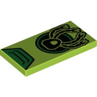 Lego Tile 2 x 4 with Doc Ock Logo, Vents Print / Lime