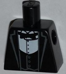 Lego Torso Jacket Formal with Black Vest, White Shirt and Black Bow Tie Pattern / Black