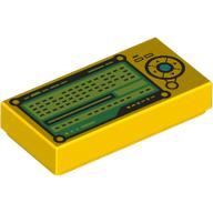 Lego Tile 1 x 2 with Control Panel, Buttons, Green Screen Print
