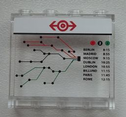 Lego Panel 1 x 4 x 3 with Side Supports - Hollow Studs with Train Map and Schedule on Transparent Background Pattern (Sticker) - Set 60051 / Trans-Clear
