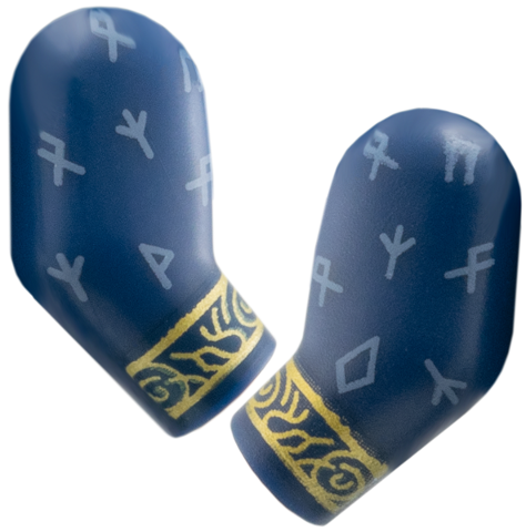Lego Arm, (Matching Left and Right) Pair with Sand Blue Runes, Gold Cuffs Pattern / Dark Blue