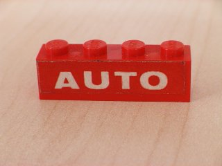 Lego Brick 1 x 4 with White 'AUTO' Text on Red Background Pattern (Sticker) - Set 646 / Red