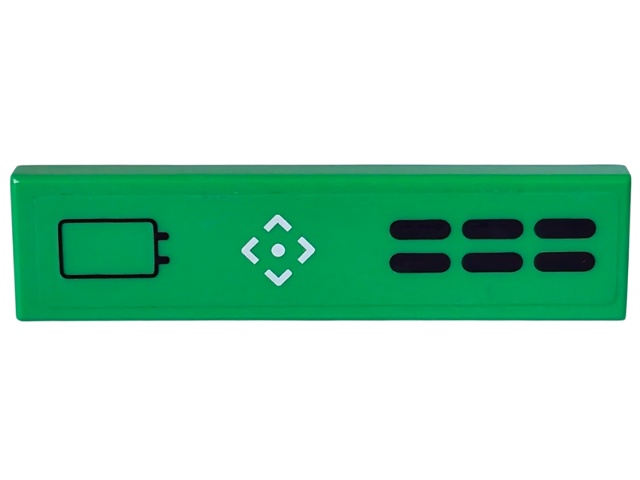 Lego Tile 1 x 4 with Black Outlined Battery, Aim Symbol and 6 Black Points Pattern (Sticker) - Set 70704 / Bright Green