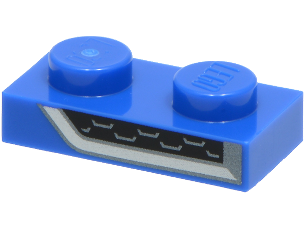 Lego Plate 1 x 2 with Black, Silver and Dark Silver Air Vent Grille Pattern Model Left Side