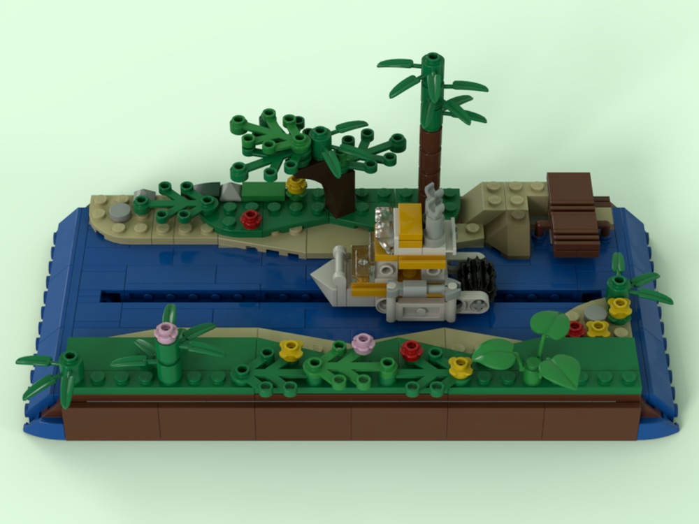 Lego Riverboat Diorama (With moving boat!)