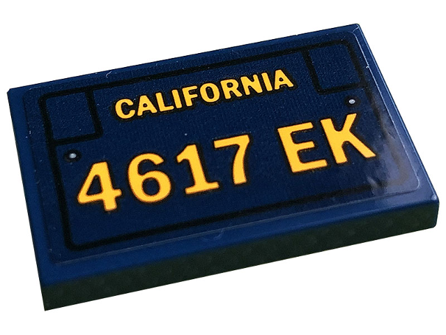 Lego Tile 2 x 3 with License Plate and Bright Light Orange 'CALIFORNIA' and '4617 EK' Pattern (Sticker) - Set 10279