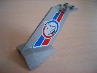 Lego Tail Wedge with Shuttle Pattern on Both Sides (Stickers) - Set 6544 / Light Gray