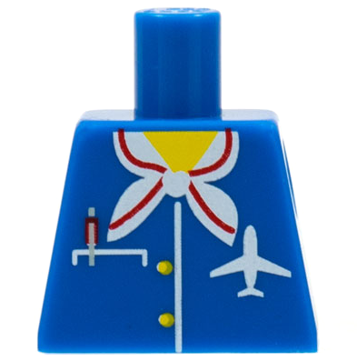 Lego Torso Airplane Crew Female, Pocket, Pen, Scarf and Logo Pattern (Reissue with Inside Ribs) / Blue